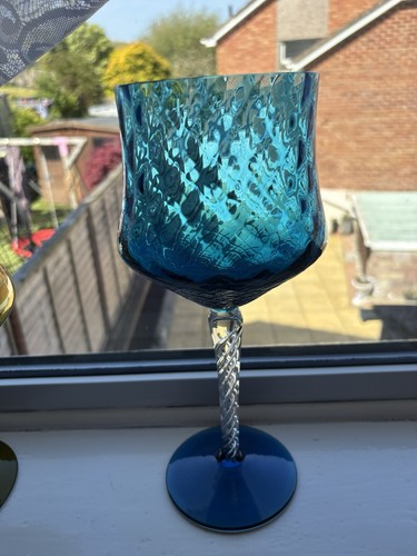 Blue glass goblet - glass, with
