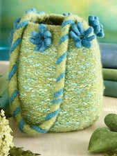 Hand Knitted And Felted Bag, Bucket Bag, Gifts For Her, Green Bag