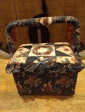 Vintage Style Fabric Covered Sewing Box