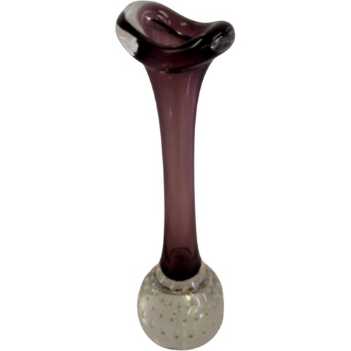 Purple glass bud vase with - purple,