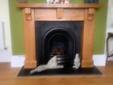Oak fire surround, Inset Metal Fire Back Panel, Grate and Welsh Slate hearth