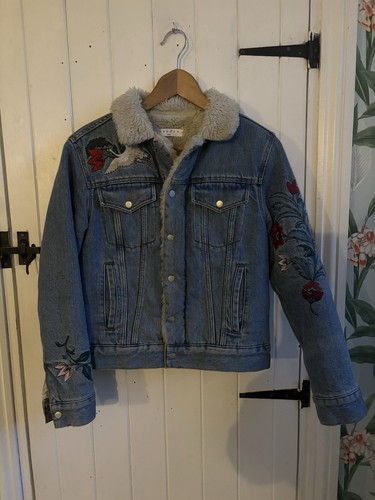 Sandro shearling denim jacket - shearling,