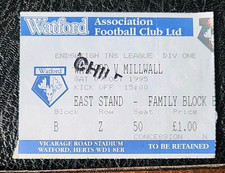 Ticket Stub Watford V Millwall League Division One 1995 / 1996