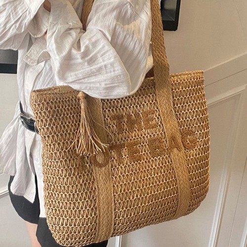 Hollow out straw shoulder bag - hollow,