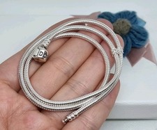 NEW Genuine PANDORA Silver Barrel Clasp Snake Chain Necklace  45cm 💕 BOXED 