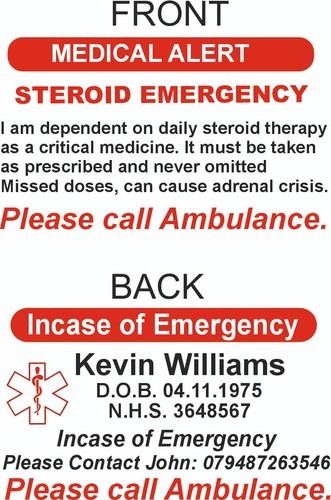 Steroid medical alert - steroid,
