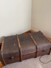 1920s Barkers Railway Steamer Trunk - Floral Lined - Southern Railway Label