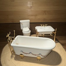 The Dolls House Emporium Porcelain Bathroom 3 Piece Suite Miniature