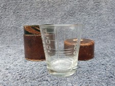 WW1 ERA MEDICAL GLASS MEASURING CUP IN CASE ANTIQUE ETCHED GLASS TABLE/TEASPOON