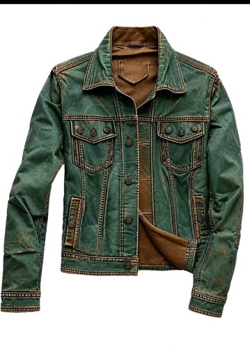 Trucker leather jacket for men - leather,