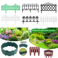4-20PCS PLASTIC PICKET FENCING WOODEN EFFECT LAWN BORDER EDGE GARDEN EDG EDGING