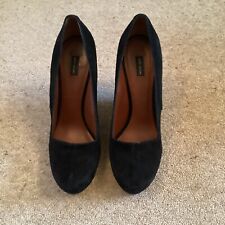 MARC JACOBS STUNNING DESIGNER HIGH BLACK SUEDE WEDGE HEELED COURT SHOES UK7/EU40