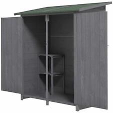 Outsunny Garden Storage Shed Tool Wooden Organizer w/ Asphalt Roof 139 x 75 Grey