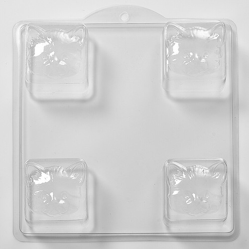 Square cat face soap - face, mould