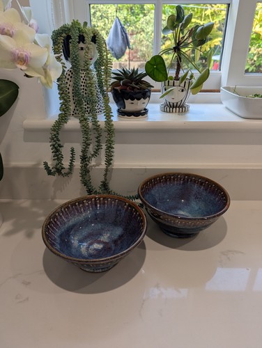 Pair hand thrown ceramic - of,