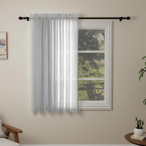 Silver voile curtains - curtains, drop