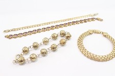 Sterling Silver Bracelets Gold Tone Tennis Curb x 4 (48g)