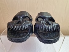 Unisex EVA Skull Skeleton Bones Black skull Flip Flops Slippers UK 4 Halloween 