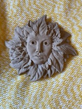 5” Green Man Face Stone Effect Wall Plaque Hanging Ornament Decoration Gothic