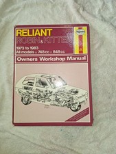 Reliant Robin & Kitten Owners Workshop Manuel Book Well Used