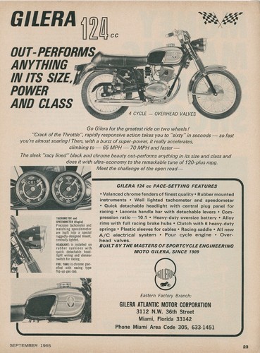 1965 gilera vintage motorcycle - 1965,