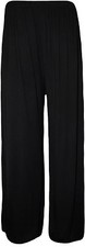 New Womens Ladies Plus Full Length Plain Palazzo Wide Leg Trousers Pants