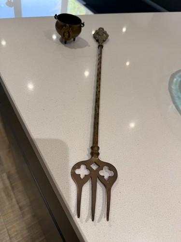 Vintage brass toasting fork - brass,