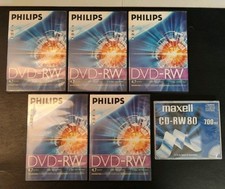 Philips 4.7GB DVD-RW 120 Mins Video 1-2x Speed Pack Of 5x Opened Unused W/ Cases