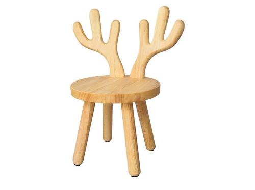Deer antler wooden stool - antler, solid