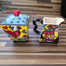 BRITTO Romero Britto Creamer & Sugar Bowl With Lid 2009 New and unused Pop Art