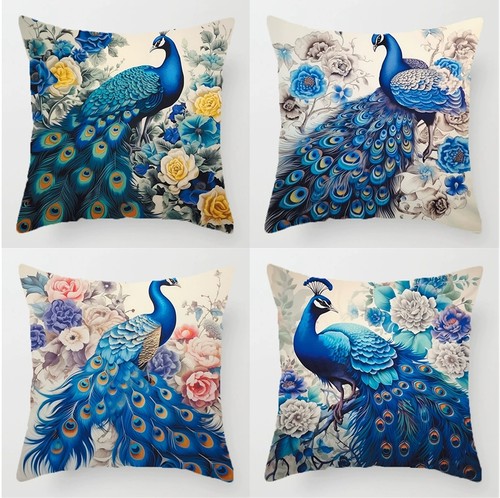 4pcs peacock peony floral - peacock,