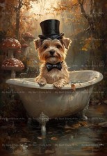 YORKIE BATHTUB ART PRINT, Dog