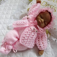 Dolls clothes knitting pattern 10 inch baby Doll Prem Baby matinee Jacket set