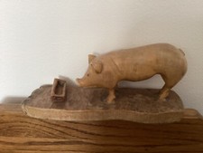Wooden Pig on Wooden Base With