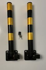 Heavy Duty Folding Bolt Down Security Parking Post Bollard Driveway (x2) - Used