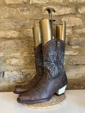 Ariat Daisy Womens Brown Black Embroidered Leather Cowboy Boots UK 7 US 8D