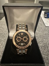 Versace Men's Watch Aion Chronograph 45mm Black Face - Silver & Rose Gold