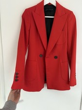 ZARA Red Tailored Blazer Jacket Size XS UK 6 Double Breasted Smart Casual