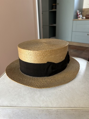 Antique straw boater hat - antique,