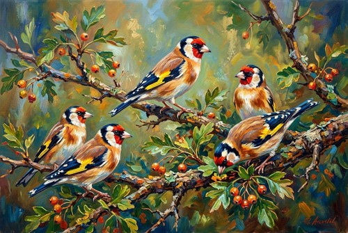 Goldfinch birds canvas picture - canvas,