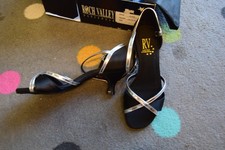 Black and silver Roch Valley Juniper ballroom latin dance shoes - size UK 4