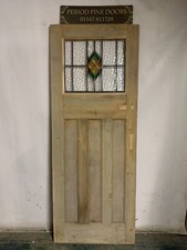 ASG 49 ( 29 3/4 X 77 1/4 ) Old Original  1930's Stained Glass Internal Pine Door