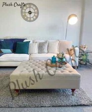 Large Silver Footstool/Coffee Table with Castors | Handmade & Customizable