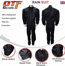 OTF  Waterproof Wet Weather Driving Rain Suit Circuit Racing Go Kart Black