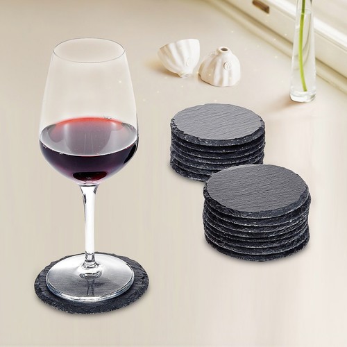 Slate coasters round natural - coasters,