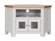Oak Corner TV Stand Solid Unit Cabinet Pine in Dorset Painted French Grey