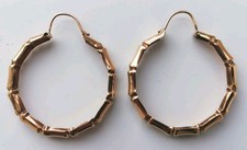 Large 9CT Gold Bamboo Style  Earrings, 3.0Cm HALLMARKED 375,