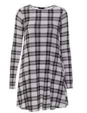 WOMEN LADIES LONG SLEEVE SWING DRESS FLARED A LINE SKATER DRESS TOP SIZE 8-26