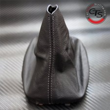 VW PASSAT 1997-05 B5 B5.5 GREY STITCH BLACK LEATHER GEAR STICK KNOB COVER GAITER