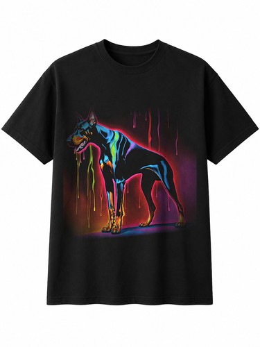 Doberman colourful dog - colourful, lover